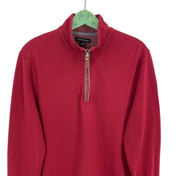Banana Republic Red Cotton Sweater Medium Classic Knit Fall Layer - Picture 2 of 5